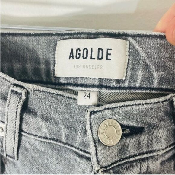 AGOLDE Nico High-Rise Raw Hem Button Fly Skinny Jeans Gray Size 24 - Picture 4 of 14